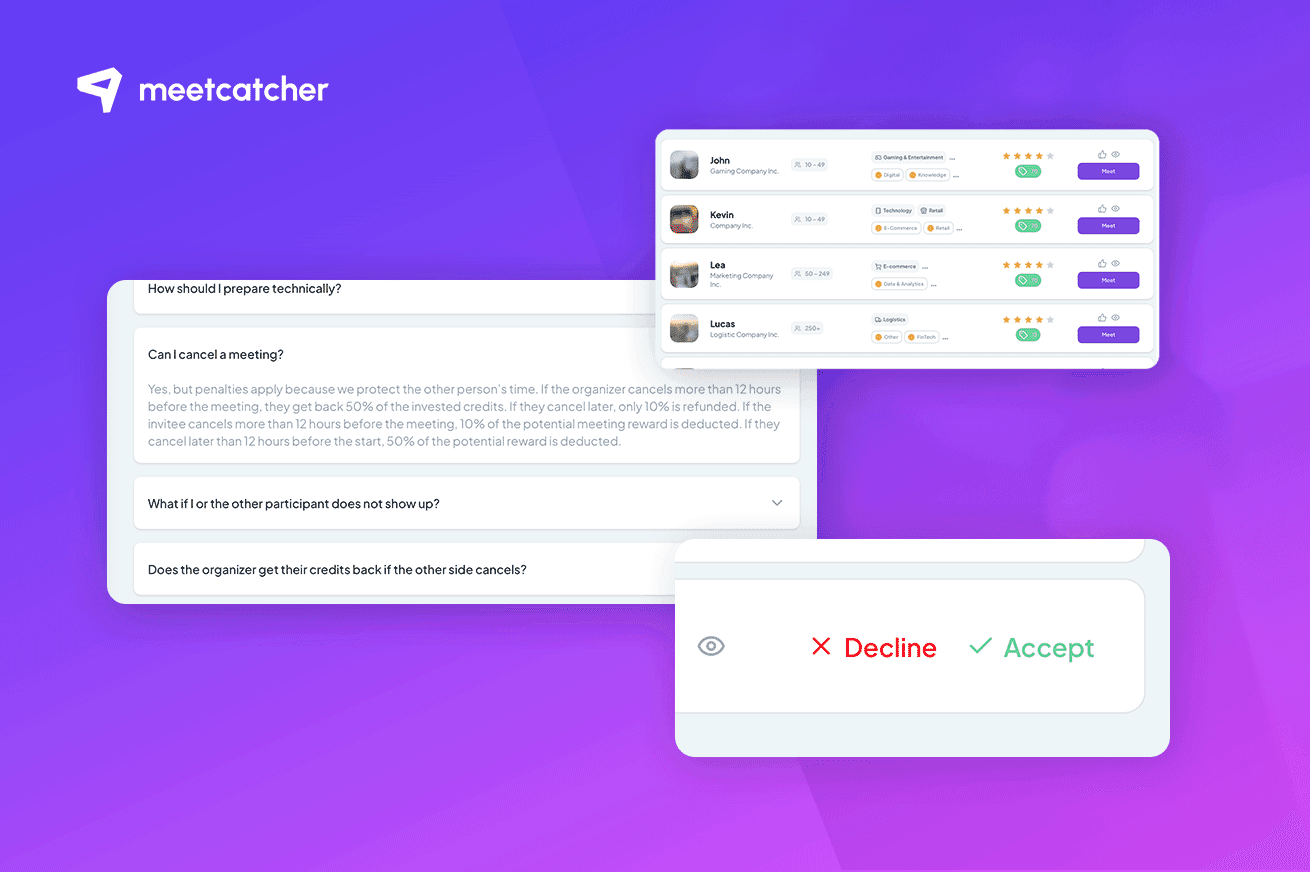 Canceling calls on Meetcatcher