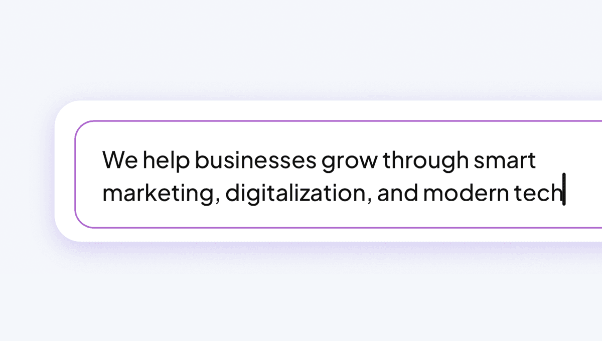 Typing a description of your business into Meetcatcher